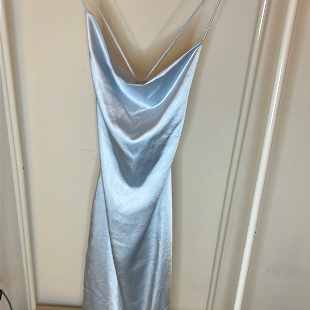Elegant Blue Satin Slip Dress